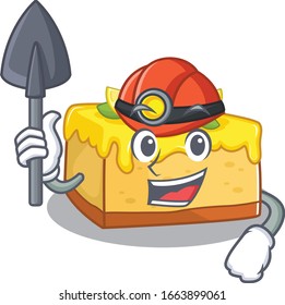 Cool clever Miner lemon cheesecake cartoon character design