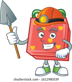 Cool clever Miner love gift red cartoon character design