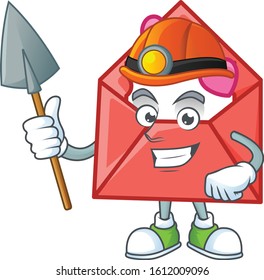 Cool clever Miner love letter cartoon character design