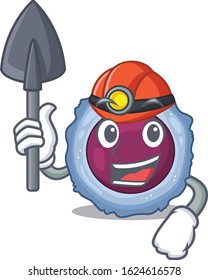 Cool clever Miner lymphocyte cell cartoon character design