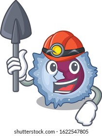Cool clever Miner monocyte cell cartoon character design