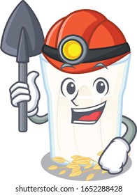 Cool clever Miner oats milk cartoon character design