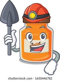 Cool clever Miner peach jam cartoon character design