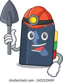 Cool clever Miner phone book cartoon character design