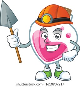 Cool clever Miner pink potion cartoon character design
