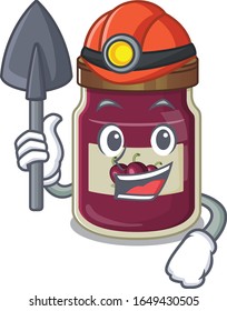 Cool clever Miner plum jam cartoon character design