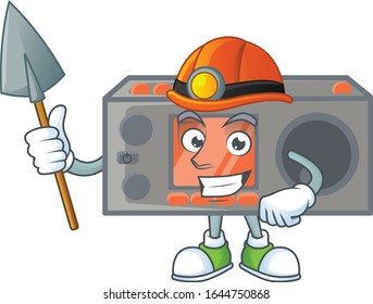 Cool clever Miner radio transceiver cartoon character design