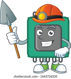 Cool clever Miner RAM cartoon character design