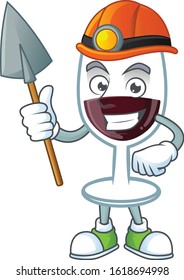 Cool clever Miner red glass of wine cartoon character design