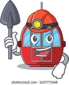 Cool clever Miner ropeway cartoon character design