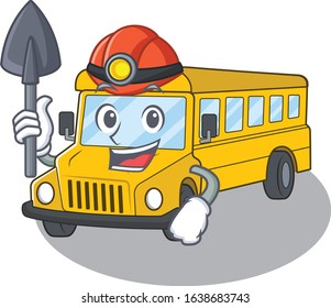 Cool clever Miner school bus cartoon character design