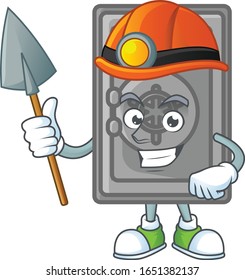 Cool clever Miner security box closed cartoon character design