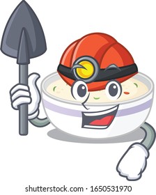 Cool clever Miner steamed egg cartoon character design