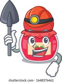Cool clever Miner strawberry jam cartoon character design