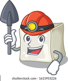 Cool clever Miner sugar cube cartoon character design