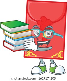 Cool and clever Student chinese envelope mascot cartoon with book
