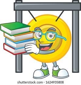 Cool and clever Student chinese gong mascot cartoon with book