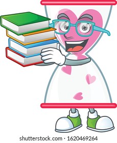 Cool and clever Student love clock sand mascot cartoon with book
