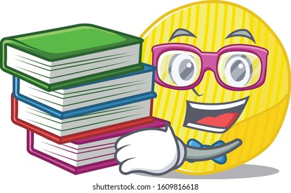 Cool and clever Student potato chips mascot cartoon with book
