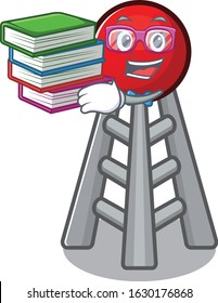 Cool and clever Student radio tower mascot cartoon with book
