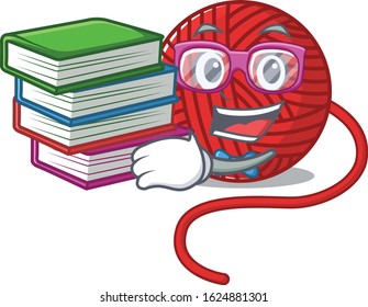 Cool and clever Student red wool yarn mascot cartoon with book