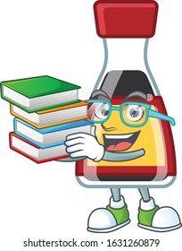 Cool and clever Student say asian sauce mascot cartoon with book