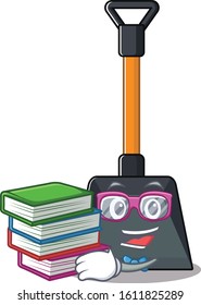 Cool and clever Student snow shovel mascot cartoon with book