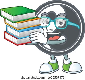 Cool and clever Student yin yang mascot cartoon with book