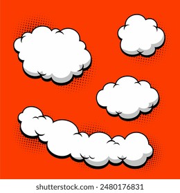 Cool cloud illustration material set in cartoon style