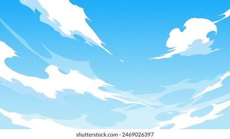 Cool cloud and sky background illustration_American comic style_16:9