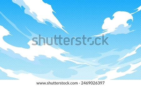 Cool cloud and sky background illustration_American comic style_16:9