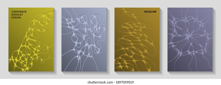 Cool club party posters. Curly waves flux textures. Vibrant magazine vector layouts. Night party posters collection fluid curves graphic design.