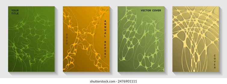 Cool club party posters. flexible curve lines stream textures. Abstract magazine vector layouts. Electronic music party posters set fluid wavy graphic design.