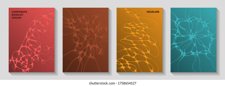 Cool club party posters. Mobile waves ripple backgrounds. Stylish brochure vector layouts. Night party posters collection fluid curves graphic design.