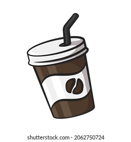 Cool coffee cup in drawing style isolated vector. Drew object on white background.