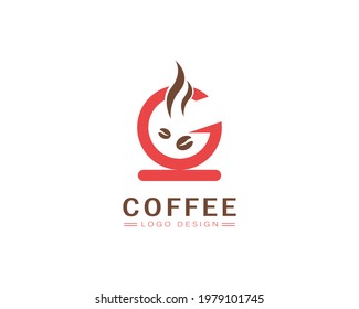 Cool coffee cup vector logo design 
with G letter