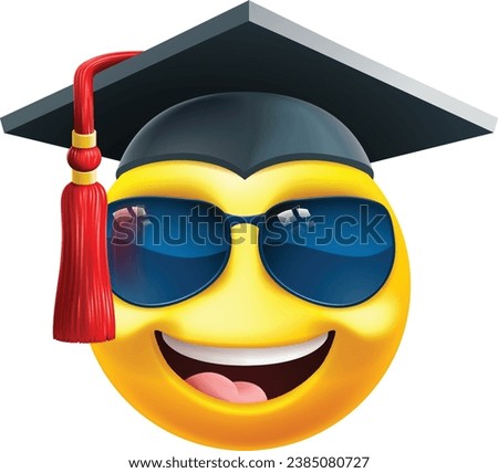 A cool college or school graduate at convocation or professor in sunglasses cartoon emoticon