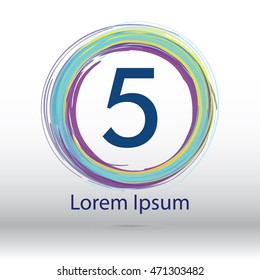 cool color circle brush stroke "5" number logo