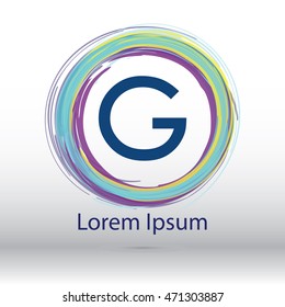 cool color circle brush stroke "G" font logo