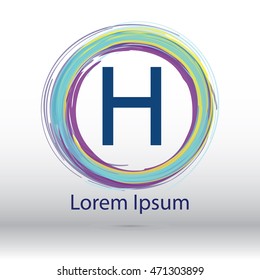 cool color circle brush stroke "H" font logo