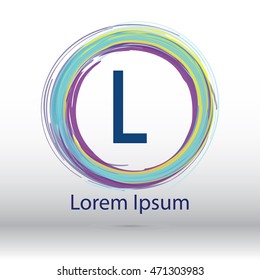 cool color circle brush stroke "L" font logo