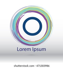 cool color circle brush stroke "O" font logo