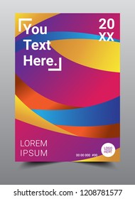 Cool color covers layout design template, Vivid and bright colors gradients, Annual report design, Poster, Flat style vector illustration artwork A4 size.