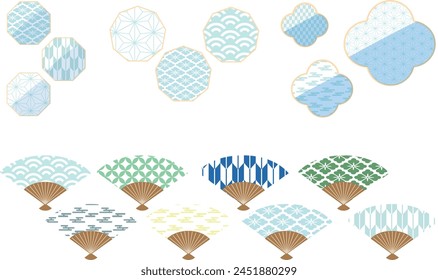 Cool color Japanese pattern background illustration material