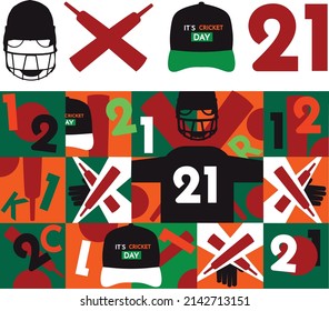 Cool color pattern on the theme of cricket. Abstract pattern in bright colors. Print for packaging and clothes. Vector illustration.