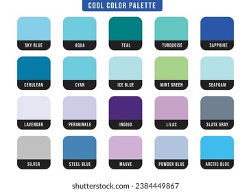 Cool color scheme set with color names