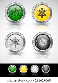 Cool color shiny metal web buttons. Vector illustration.