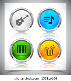 Cool color shiny metal web buttons. Vector illustration.