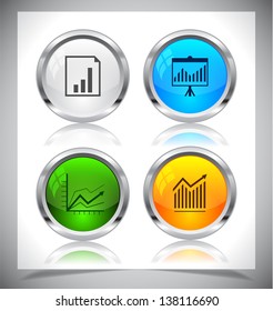 Cool color shiny metal web buttons. Vector illustration.