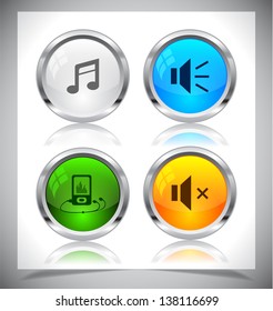 Cool color shiny metal web buttons. Vector illustration.